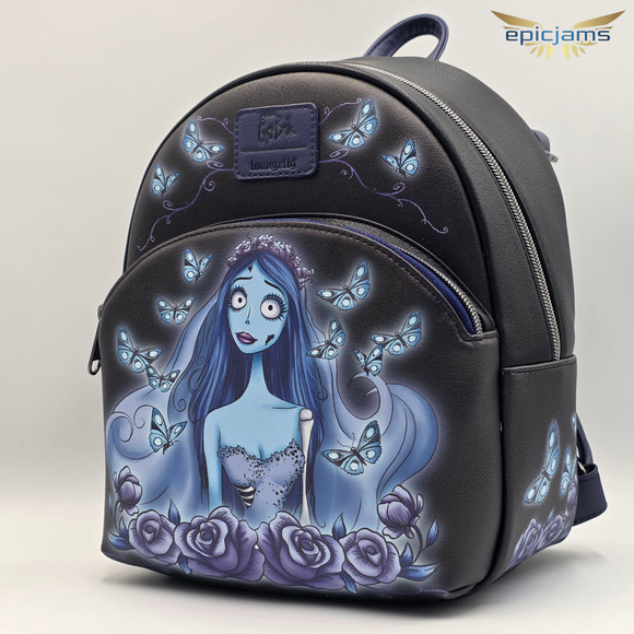 Loungefly Tim Burton's Corpse Bride Emily Butterfly Floral Black Mini Backpack - Picture 3 of 8